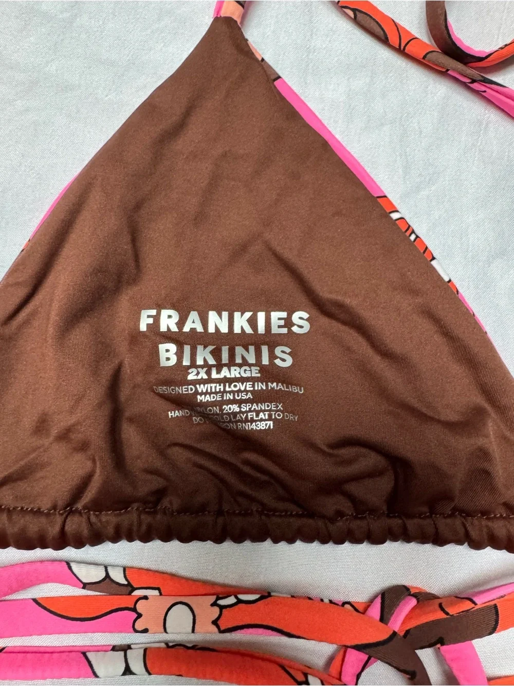 Frankie's Bikinis Brown & Pink Floral Triangle Bikini